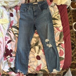 Women’s Distressed Blue High-Rise Jeans